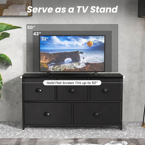 5 3 Etagen Schubladen Kommode TV Ständer Rostfrei Metallrahmen MDF Platte für Schlafzimmer - Bild 6 von 8