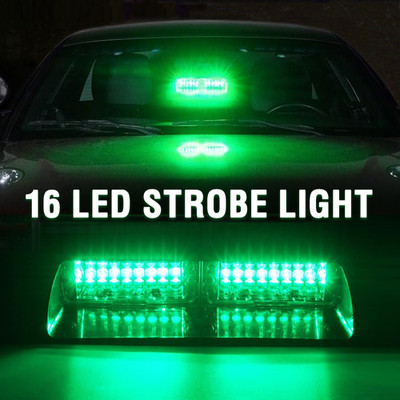 16LED Auto Blitzlicht Frontblitzer Grün Warnleuchte Dash Strobe Notfall Warnung