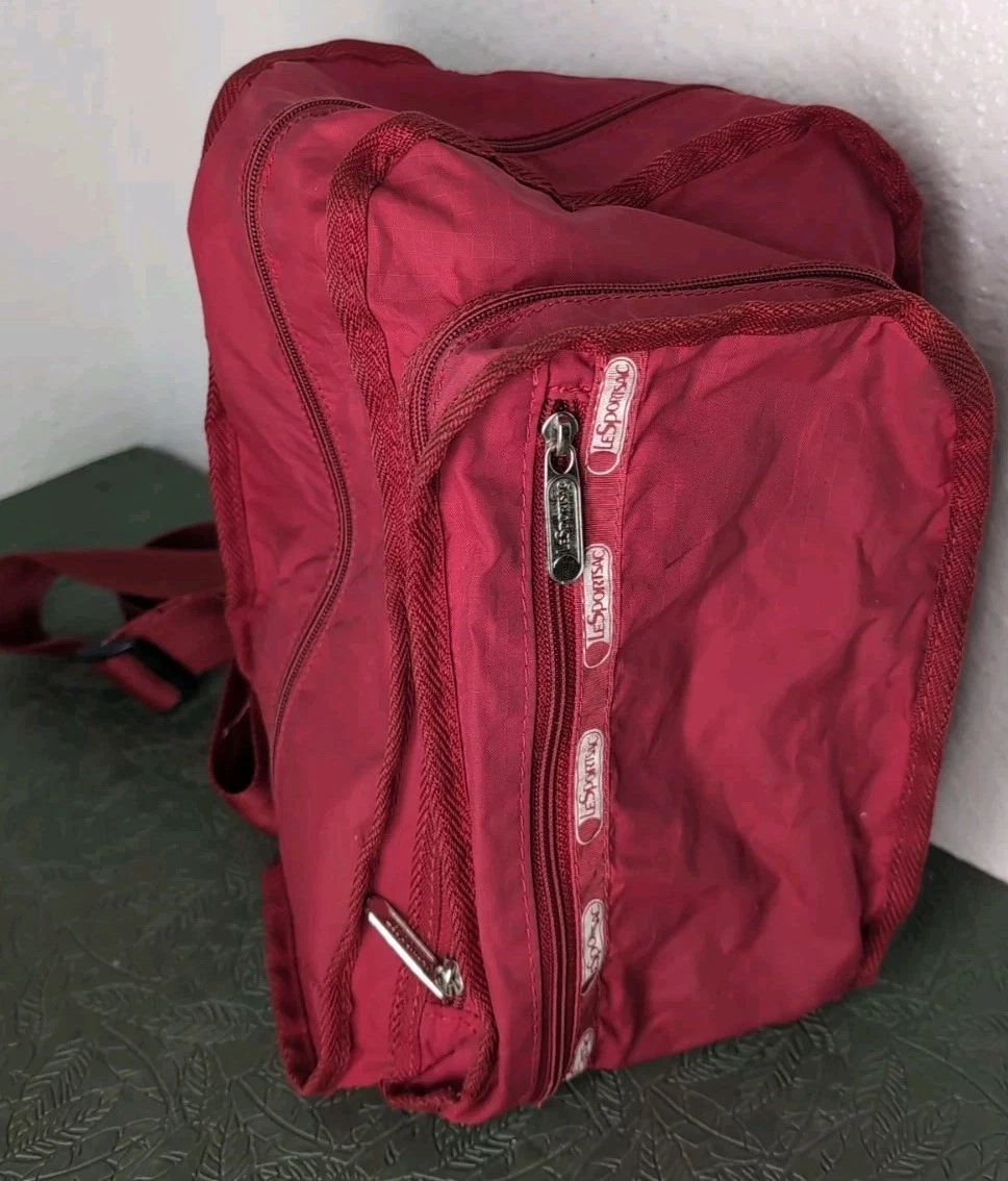 VTG LeSportsac Mini Nylon Backpack Red Multi Pocket | eBay display picture 2