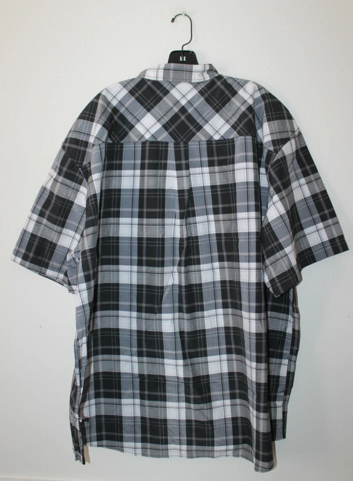 Nuevo WiTag Rocawear Camisa de vestir gris manga corta con botones a cuadros para hombre 4XB $50 Foto 4 de 4