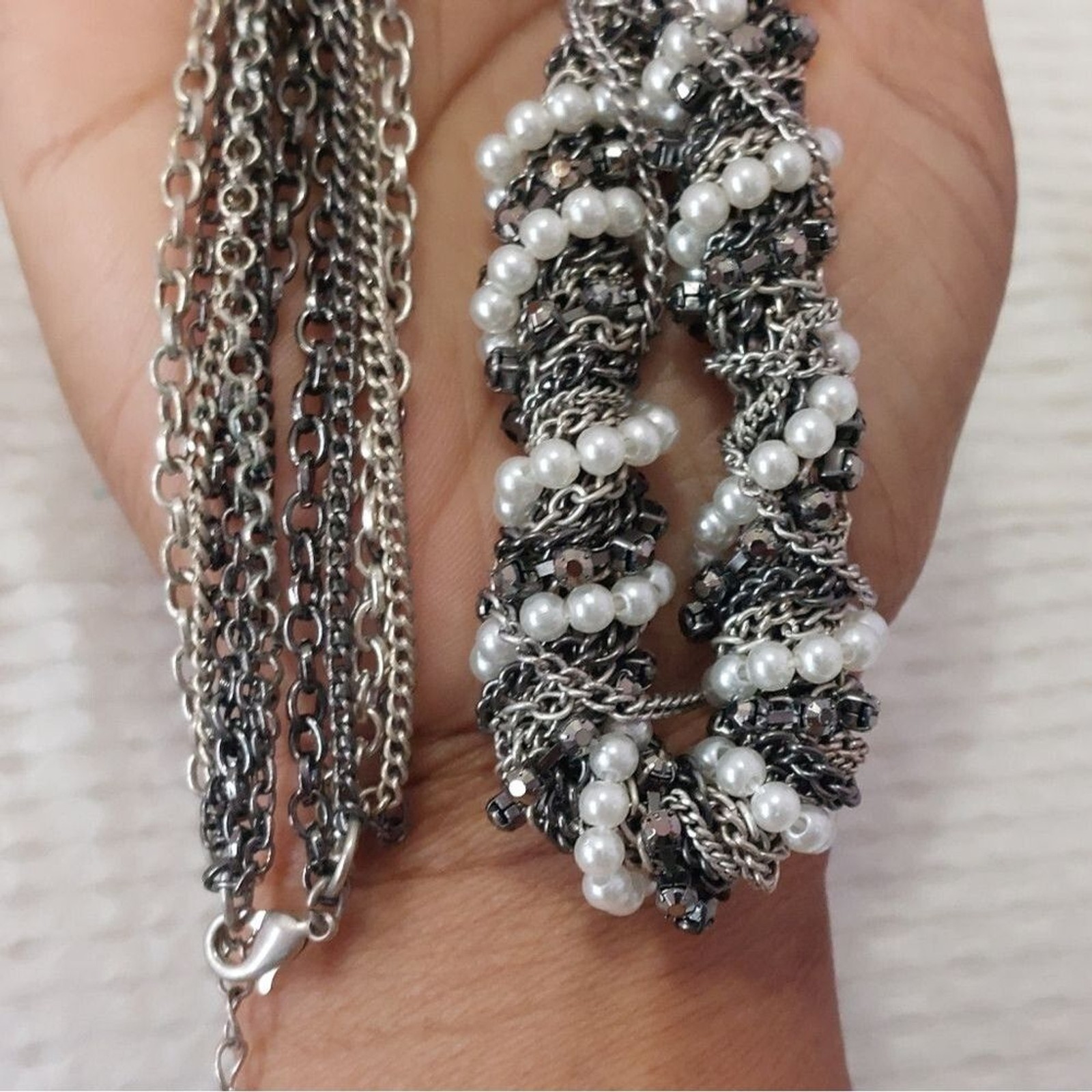 Faux Pears and Multi Tones Chains Statement Neckl… - image 5