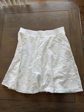 White Flower Overlay Knee Length Pull on Skirt Size Large, Alfani