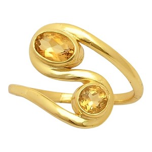 Authentic 18K Gold Plated Natural Citrine Ring s.9 Jewelry TR01487