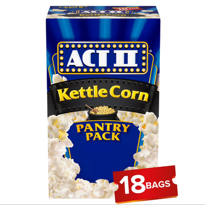 Act II Kettle Corn Microwave Popcorn, 2.75 oz, 18 count