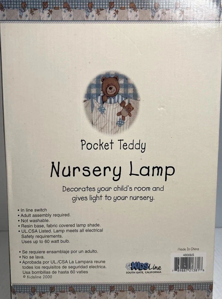 Lámpara infantil de peluche de bolsillo vintage Kidsline 2000 nueva en caja Foto 3 de 4