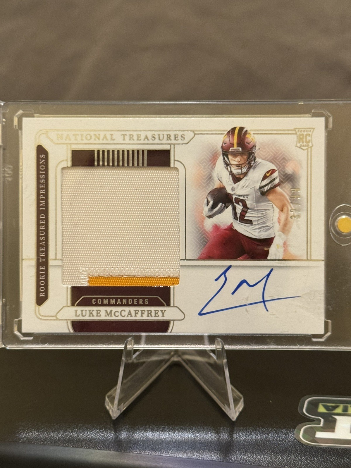 2024 National Treasures Luke McCaffrey Rookie Treasured Impressions RPA /99 RC