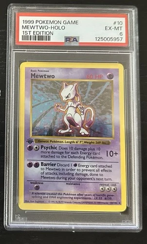 Pokemon Base Set 1st Edition Mewtwo Holo 10/102 PSA 6