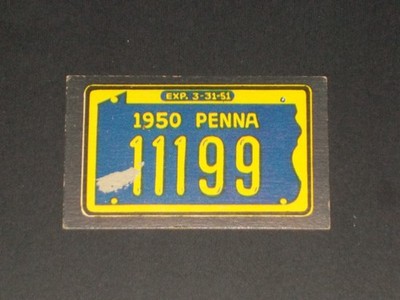 1950 Topps LICENSE PLATES -PENNSYLVANIA (Landmark Back) *BACK WITH COATING*