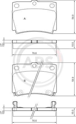 37284 A.B.S. Brake Pad Set, disc brake for MITSUBISHI,MITSUBISHI (BJC)