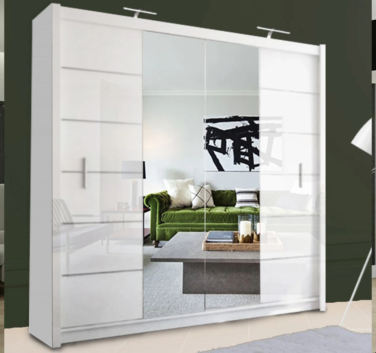 Double wardrobe discount mirrored sliding doors