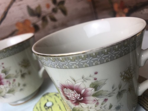 Mikasa Devonshire L2825 Cups/Mugs Set(2) Tea Cups Pink Gold Floral Grande Ivory - Picture 8 of 12