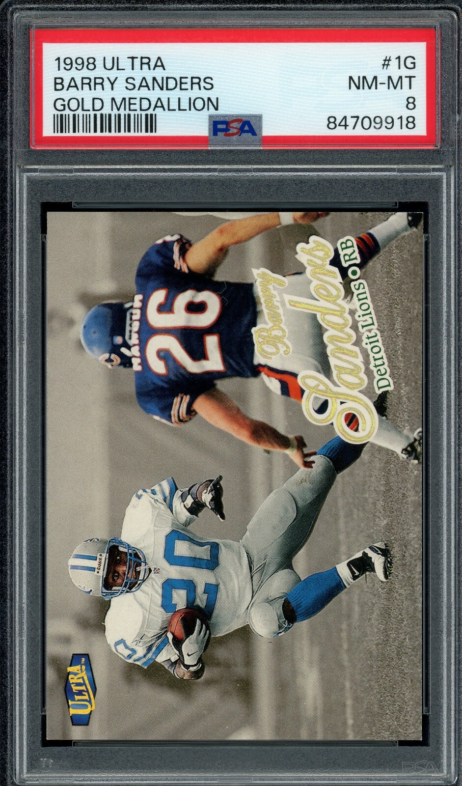 1998 Fleer Ultra Gold Medallion #1G Barry Sanders PSA 8 NM-MT HOF