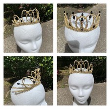 Professional Black Swan Odile Satanella Headpiece Tiara Crown Gold AB Crystals