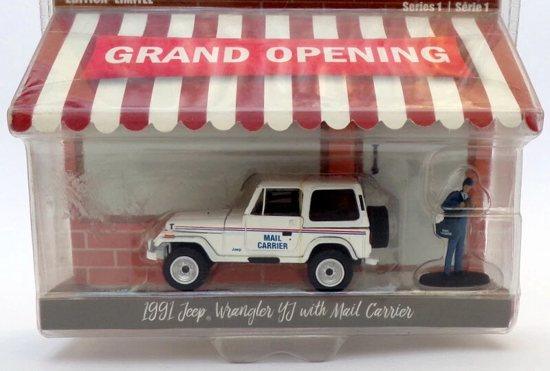 Greenlight Hobby Shop 1/64 Scale 97010 - 1991 Jeep Wrangler & Mail Carrier White - Imagen 2 de 2