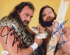 WWE- Hacksaw Jim Duggan & Jake the Snake Roberts signed 8x10 photo JSA COA