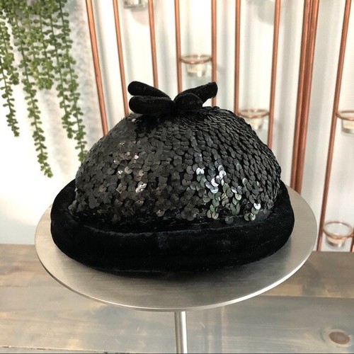 Sombrero de lana con lentejuelas vintage años 50 Glenover Henry Pollak borlas superiores - Imagen 4 de 7