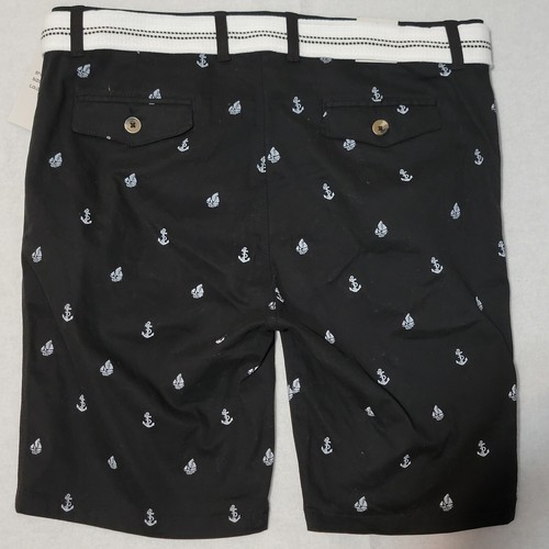 True Rock Shorts Men's Size 40 Cancun 200-TR Black Sailboats And Anchors Belted - Picture 2 of 12