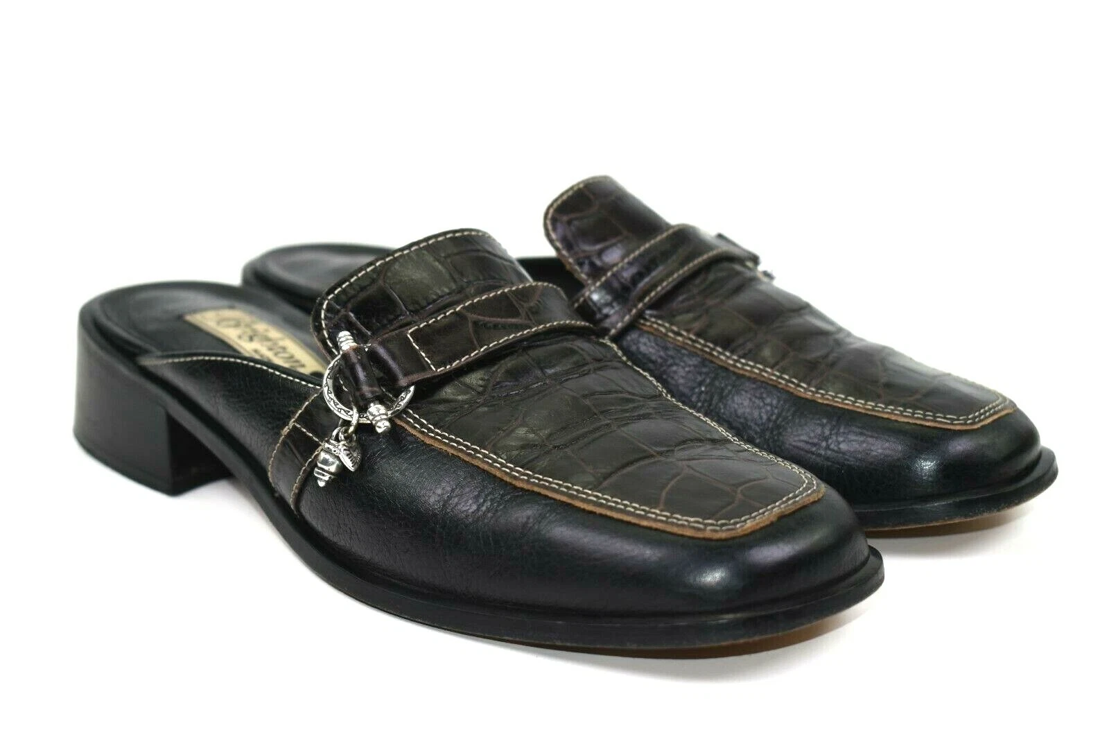 Brighton Jordan sandali donna pelle marrone argento charm slide misura 7 5 M