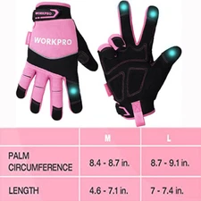 WORKPRO Safety Work Gloves M/L Touch Screen Terry Fabric Non-Slip for Women NEW