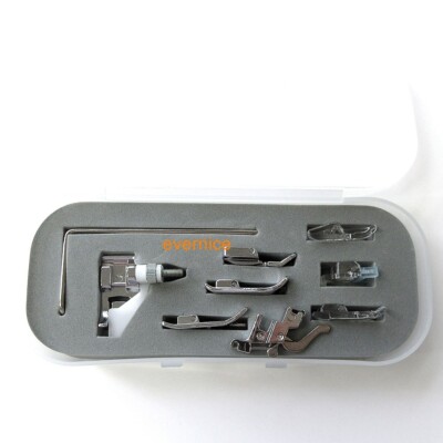 9 Presser Feet & Plastic Box For Bernina 205,318,440,500 Deco,Bernette 350,50