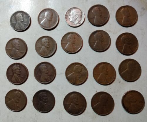 20 Wheat Cents___1916-D, 1917, 1920's, 1930's/40's__1953-D ROOSEVELT SILVER DIME - Picture 1 of 4