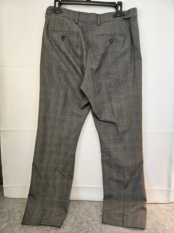 Pantalones de vestir Express para hombre 33x32 gris productor pantalones rectos a cuadros frente plano Foto 3 de 4