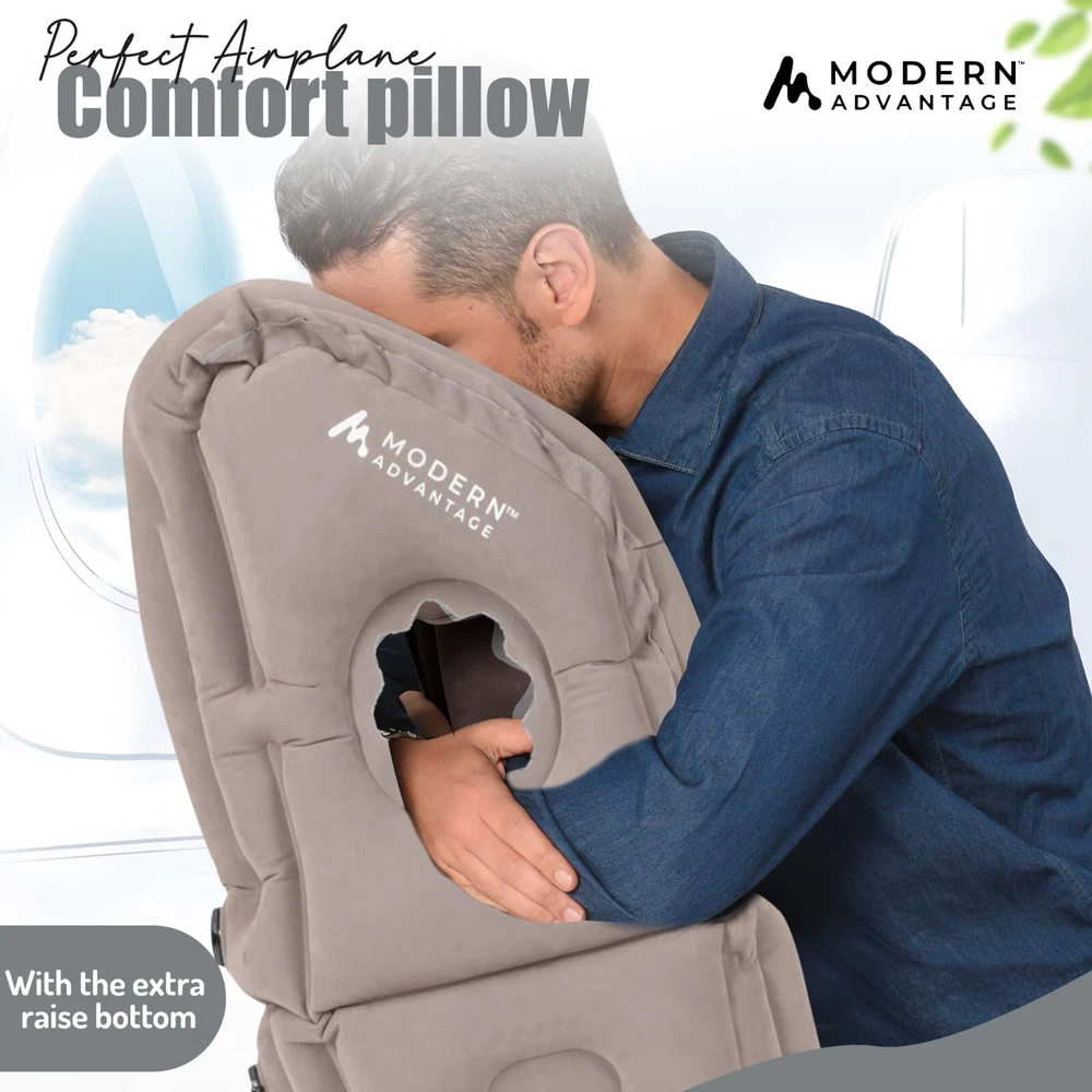 Inflatable Travel Pillow 2-Pack with Extra Support Grey Free Shipping