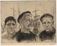 BELLOTTI DINA  "MARINAI A LIVORNO" anni 50 circa  ACQUAFORTE - ALESSANDRIA