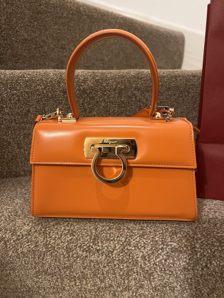 Salvatore Ferragamo Creation Top Handle Bag Volcano Orange Used