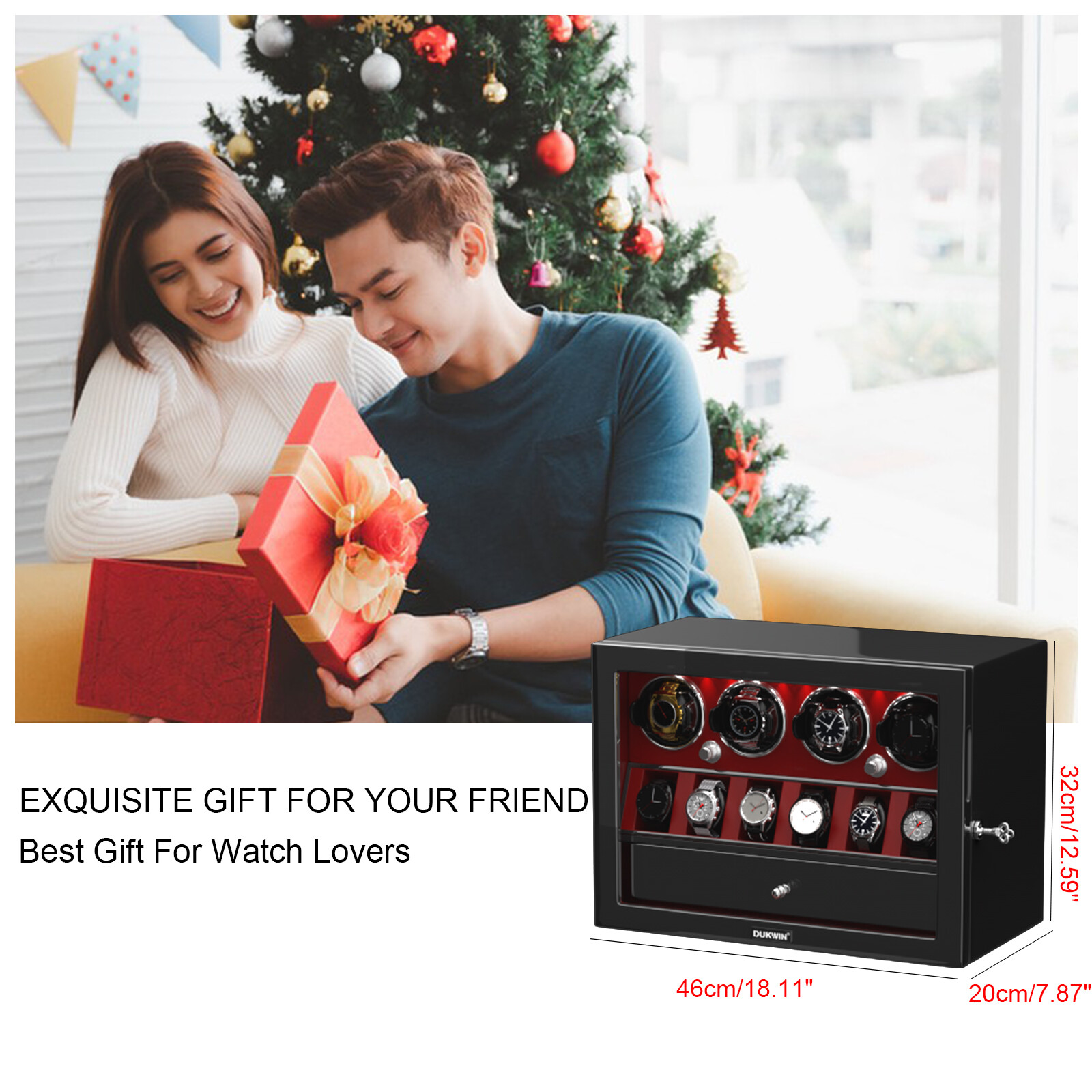 Automatic 4 Watch Winder Case with Jewelry Drawer 6 Display Storage Box ...