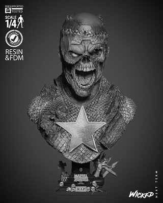 Captain America Zombie Bust Resin Sculpture Statue Model Kit  Unpainted/Unassemb