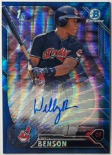 2016 Bowman Chrome Draft Pick Will Benson Blue Wave Refractor Auto /150