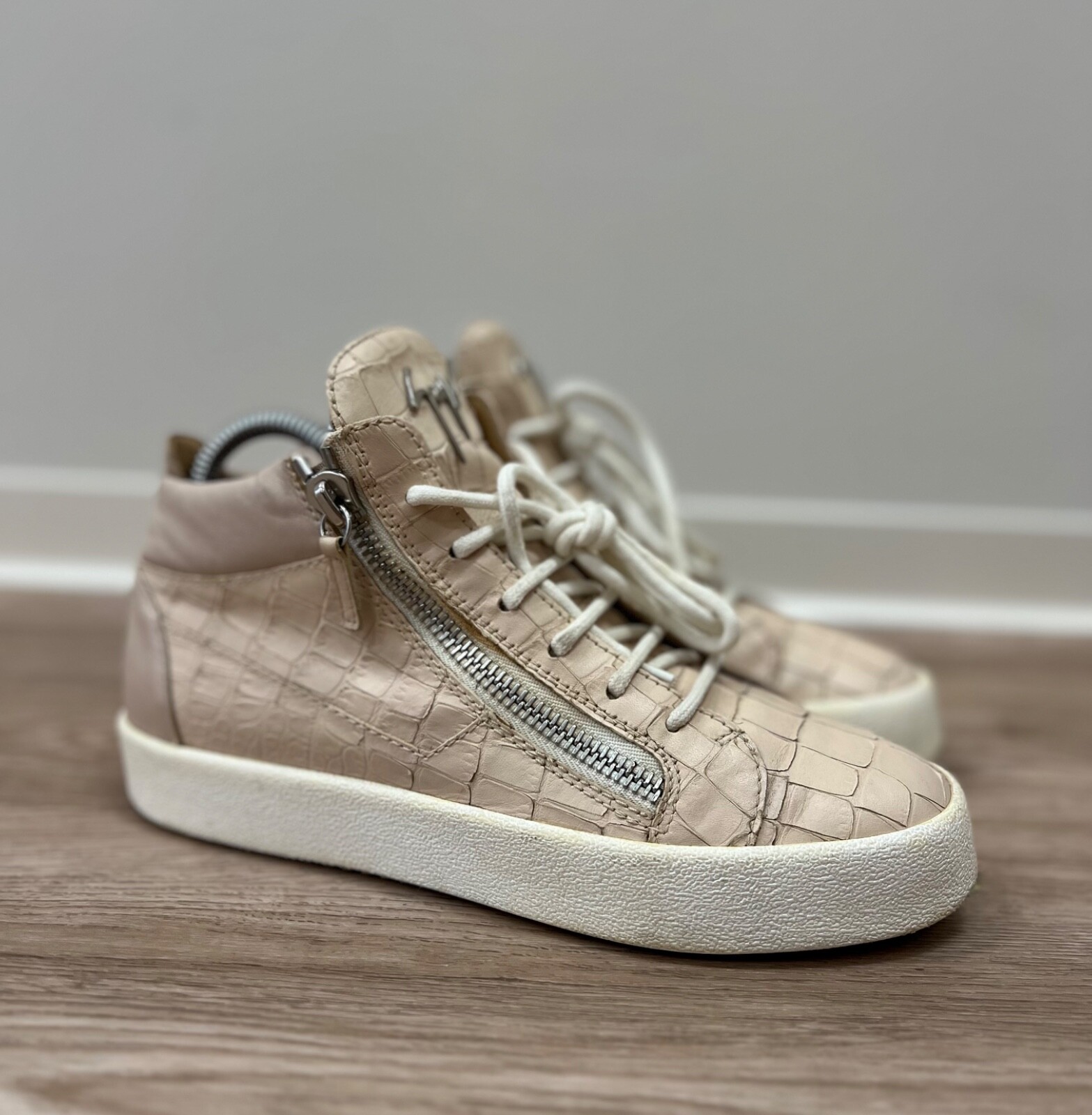 Giuseppe Zanotti Leather Python High Top Sneakers - image 1