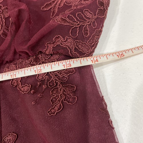 J S Collections Dress Red Burgundy Lace Illusion Short Sleeve Size 2 NWT - Picture 11 of 12