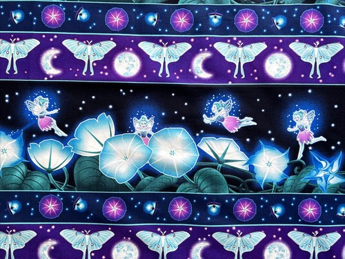 1 Metre Henry Glass Glow In The Dark Magic Moon Garden Craft Cotton 110 cm Wide - Picture 5 of 14
