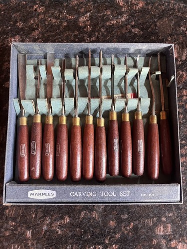 Vintage Marples 12 Piece Wood Carving Set Wood With Box and Blade ...