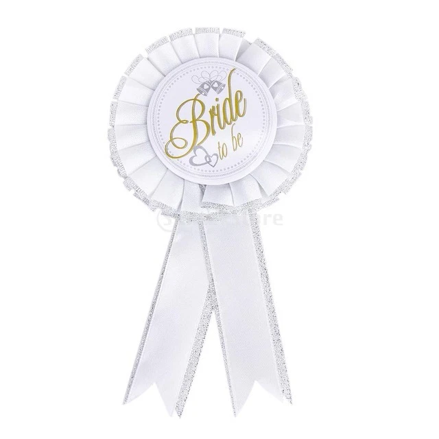 BRIDE TO BE badge rosette Hen Do party  night White Silver Accessory - Image 4 of 4
