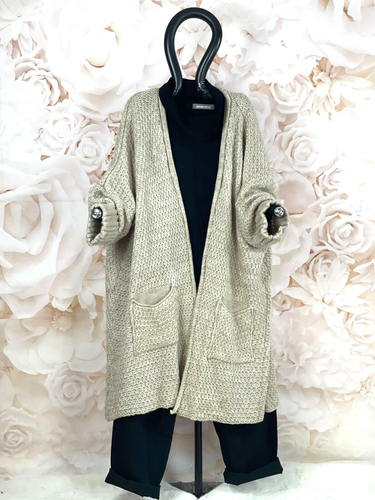 A2507 AMANDINE Strickmantel /-jacke mit Taschen Royalblau EG 44 - 56 - Bild 4 von 9