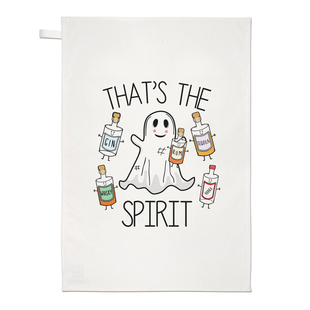 That's The Spirit Ghost Halloween Tea Towel Dish Cloth Ghost Pumpkin Scary Joke