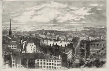 Boston Birds Eye View Beacon & Park Harbor Boston New York Central RR Line 1856