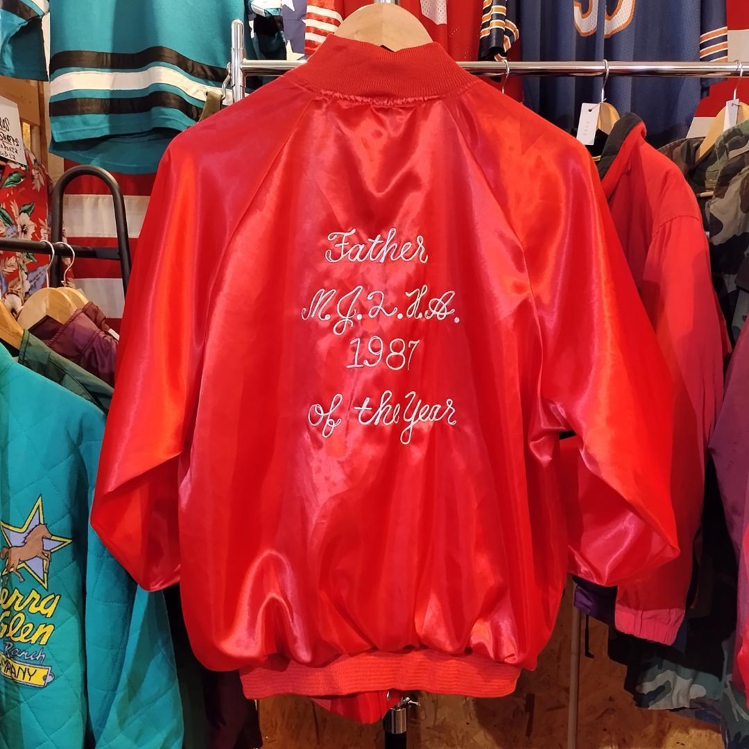 1990s Vintage Made in America Embroidery Stadium Jacket Red L Used
