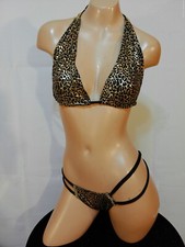 Exotic dancer stripper multicolor two piece bikini dance outfit - dancewear