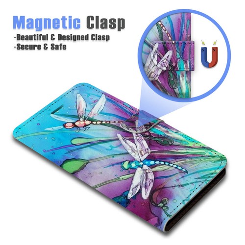 ( For iPhone XR ) Wallet Flip Case Cover AJ26023 Blue Dragonfly - Photo 3 sur 6