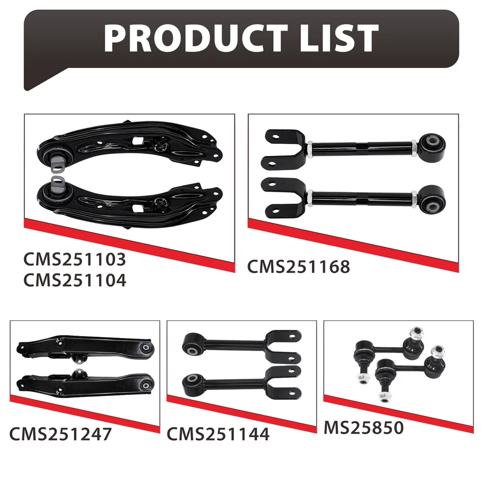 Brazos superiores traseros ajustables y brazo inferior y enlace para Dodge Journey 2011-2019 Foto 3 de 4