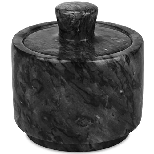 HESHIBI Marble Salt Cellar with Lid, Salt and Pepper Bowls  Assorted Colors 