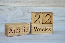 Wood Baby Age Blocks Personalized for Baby Shower Birthday Gift Photo Prop