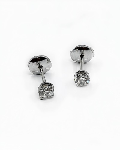 Boucles D'oreilles Or 18k Avec Diamants - 1.74g, 0.60 Carat, Bijoux Rénovés !