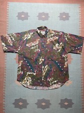 Vintage 90s short sleeve button shirt lightweight cotton abstract aztec large