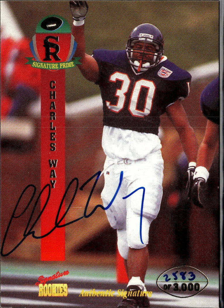 Charles Way 1995 Signature Prime Auto Autograph /3000 New York Giants