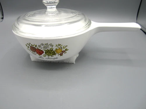 Vintage Corning Ware Spice of Life "La Sauge" 1 Pint Saucepan with Pyrex Lid